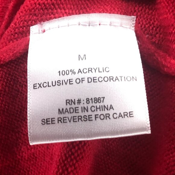 U.S. Polo Assn. Red Long Sleeve Jeweled Gems Neck Embellish Sweater Women's M - Picture 3 of 6